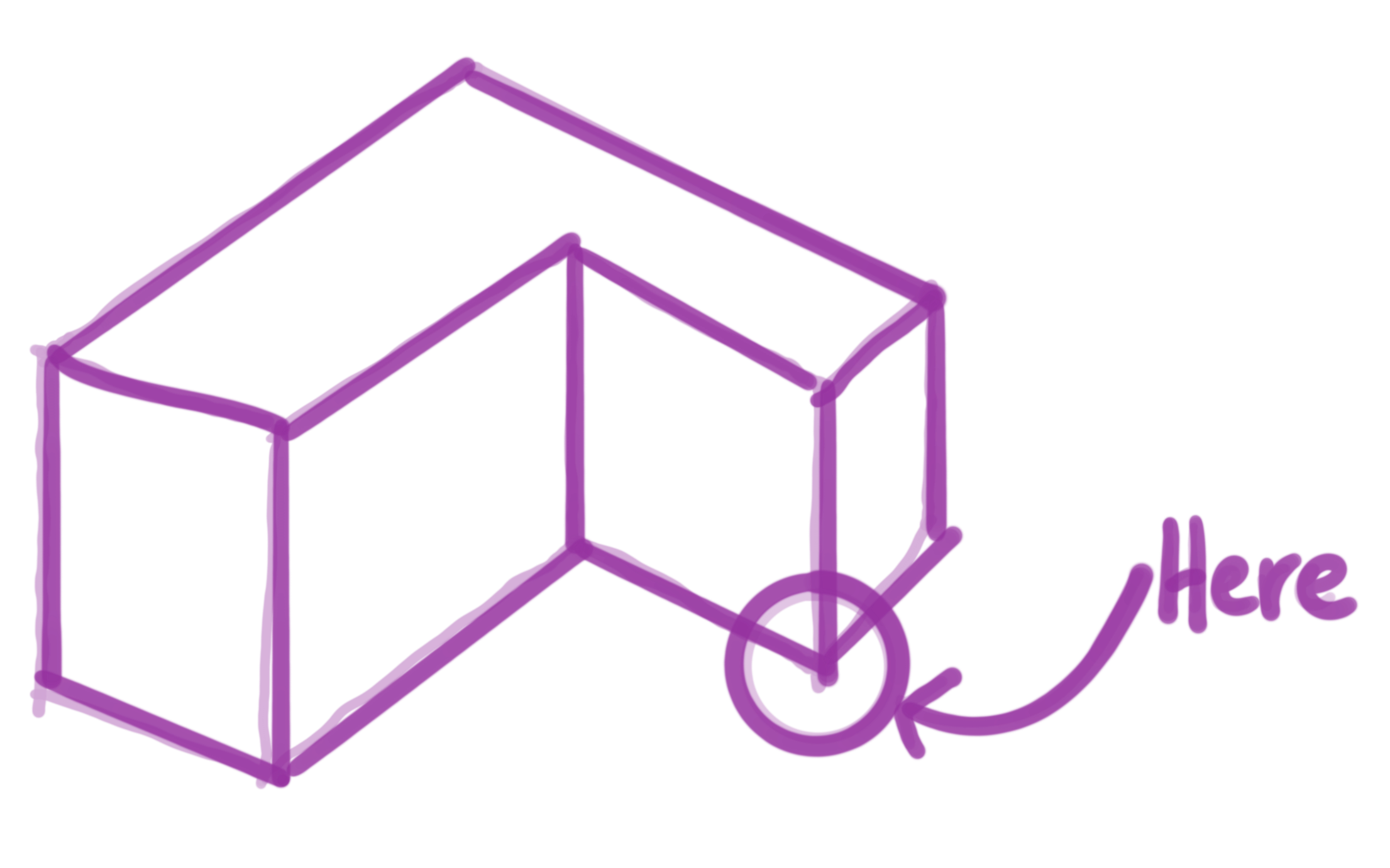 Sketch indicating a position in space
